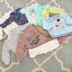 Mixed Baby Clothing Set - Pastel Greens, Blue, Pink & Cream size 3-6m